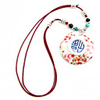 Stylish Hand Woven Ceramic Necklace with Floral Pattern Pendant