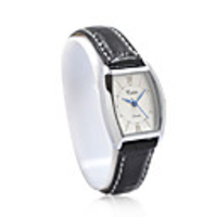 Stylish Japanese Movement Black Genuine Leather Band Wrist Watch
