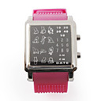 Stylish LED Multicolour Light Digit Wrist Watch(Pink and Square)