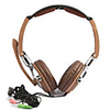 Stylish Stereo Headphones with 90° Swivel Microphone (Brown)