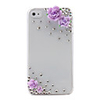 Stylish Translucent Case with Crystals for iPhone 4 (Purple Flower)