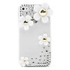 Stylish Translucent Case with Crystals for iPhone 4 (White Flower)