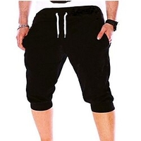 summer men gym workout shorts drawstring elastic bottom pants casual sweatpants capri joggers loose fit (gray,  xxxl) miniinthebox