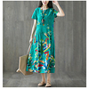summer new style cotton and linen printed retro folk style round neck slim short-sleeved dress miniinthebox