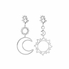 sun moon asymmetrical drop earrings,  bohemian dangle earring,  fashion retro stud earrings for women girls silver