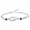 sunchio s925 sterling silver bracelets for women 8 9 inch double heart wrist chain jewelry gift for girls couples and lovers