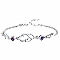 sunchio s925 sterling silver bracelets for women 8 9 inch double heart wrist chain jewelry gift for girls couples and lovers