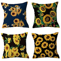 Sunflower Double Side Cushion Cover 1PC Soft Decorative Square Throw Pillow Cover Cushion Case Pillowcase for Sofa Bedroom Livingroom Outdoor Superior Quality Machine Washable Outdoor Cushion for Sofa Couch Bed Chair miniinthebox