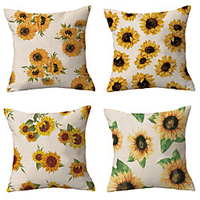 Sunflower Double Side Cushion Cover 1PC Soft Decorative Square Throw Pillow Cover Cushion Case Pillowcase for Sofa Bedroom Livingroom Outdoor Superior Quality Machine Washable Outdoor Cushion for Sofa Couch Bed Chair miniinthebox