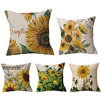 Sunflower Double Side Cushion Cover 5PC Soft Decorative Square Throw Pillow Cover Cushion Case Pillowcase for Sofa Bedroom Livingroom Outdoor Superior Quality Machine Washable Outdoor Cushion for Sofa Couch Bed Chair miniinthebox