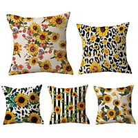 Sunflower Double Side Cushion Cover 5PC Soft Decorative Square Throw Pillow Cover Cushion Case Pillowcase for Sofa Bedroom Livingroom Outdoor Superior Quality Machine Washable Outdoor Cushion for Sofa Couch Bed Chair miniinthebox