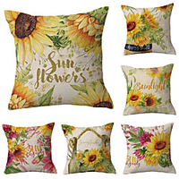 Sunflower Double Side Cushion Cover 6PC Soft Decorative Square Throw Pillow Cover Cushion Case Pillowcase for Sofa Bedroom Livingroom Outdoor Superior Quality Machine Washable Outdoor Cushion for Sofa Couch Bed Chair miniinthebox