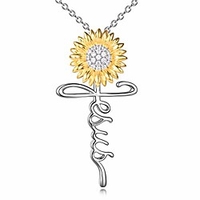 sunflower faith jesus jewelry 925 sterling silver sunflower cross necklace gifts for women (2-cross sunflower jesus)