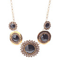 Sunflower Gem Antique Gold Necklace