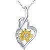 sunflower necklace 925 sterling silver you are my sunshine heart pendant jewelry christmas anniversary birthday gifts for her women
