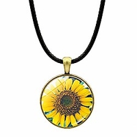 sunflower necklace for women,  sunflower pendant necklace (1)