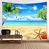 Sunny Beach Starfish Digital Printed Tapestry Decor Wall Art Tablecloths Bedspread Picnic Blanket Beach Throw Tapestries Colorful Bedroom Hall Dorm Living Room Hanging