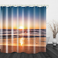 Sunset Beach Digital Printing Shower Curtain Shower Curtain Shower Curtains amp; Hooks Modern Polyester New Design