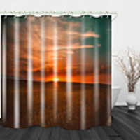 Sunset Field Digital Printing Shower Curtains Hooks Modern Polyester New Design