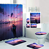Sunset Red Sea Boat Digital Printing Shower Curtain Shower Curtains Hooks Modern Polyester New Design