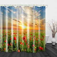 Sunset Rose Sea Digital Printing Shower Curtain Shower Curtains Hooks Modern Polyester New Design