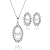 sunshine 925 sterling silver jewelry sets 8mm freshwater pearl earrings necklace set (necklaceearrings)
