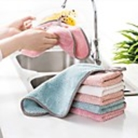 Super Absorbent Microfiber Kitchen Double Side Coral Fleece Dish Washing Cleaning Cloth Towel Rag Wipe Home Cleaning Towel Tools