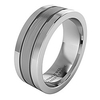 super heavy tungsten carbide 8mm wedding band for men flat court shape brushed center polished sides two grooves (s)