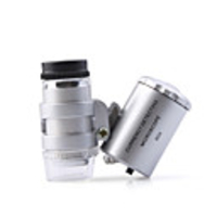Super Mini 60X Microscope with 2-LED Illumination Money/Currency Detecting UV Light (3 LR1130)