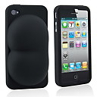 Super Sexy Soft Silicon Ass iBoobies Case Stand for iPhone4 (Black)