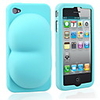 Super Sexy Soft Silicon Ass iBoobies Case Stand for iPhone4 (Blue)