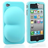Super Sexy Soft Silicon Ass iBoobies Case Stand for iPhone4 (Blue)