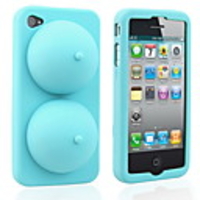 Super Sexy Soft Silicon iBoobies Case Stand for iPhone4 (Blue)