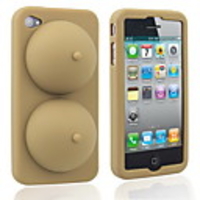 Super Sexy Soft Silicon iBoobies Case Stand for iPhone4 (Grey)