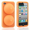 Super Sexy Soft Silicon iBoobies Case Stand for iPhone4 (Orange)