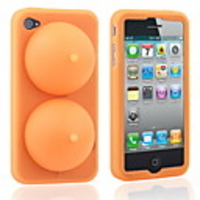 Super Sexy Soft Silicon iBoobies Case Stand for iPhone4 (Orange)