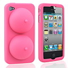 Super Sexy Soft Silicon iBoobies Case Stand for iPhone4 (Pink)
