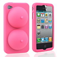 Super Sexy Soft Silicon iBoobies Case Stand for iPhone4 (Pink)