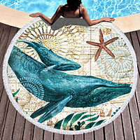 Superfine Fiber Round Marine Animal Patterned Beach Towel, Sand Free Towel,  for Travel,  Camping Pool, Outdoor or Picnic miniinthebox
