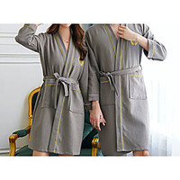 Superior Quality Bath Robe,  Elegant Grey 100% Cotton Water Absorbent Simple Couple Bathrobe miniinthebox