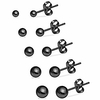 surgical stainless steel round ball studs earrings assorted sizes (black)