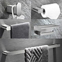 SUS304 Bathroom Accessory Set Include Robe Hook,  Towel Bar,  Towel Holder,  Toilet Paper Holder with Shelf for Phone and Wash Supplies,  Brushed Stainless Steel - Bathroom for Home and Hotel