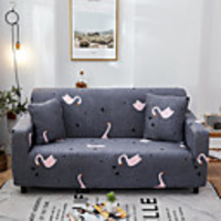 Swan Print 1-Piece Sofa Cover Couch Cover Furniture Protector Soft Stretch Slipcover Spandex Jacquard Fabric Super Fit for 1~4 Cushion Couch and L Shape Sofa, Easy to Install(1 Free Cushion Cover)