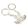 Swan Shaped Metal Keychain,  Pair