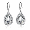 swarovski crystal teardrop dangle drop earrings for women 14k gold plated hypoallergenic jewelry (white)