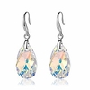 swarovski crystal teardrop dangle hook earrings for women 14k gold plated hypoallergenic jewelry (amethyst)