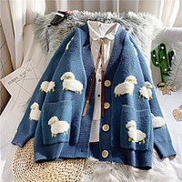 sweater women loose outer wear thick spring clothes 2021 new korean style lazy knit sweater cardigan jacket spring and autumn miniinthebox
