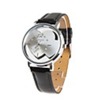 Sweet Heart Girl Women Watch Black Watchband Ren Silver Plate 9729-1