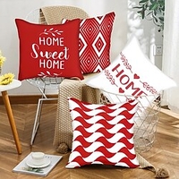 Sweet Home Double Side Cushion Cover 4PC Soft Decorative Square Throw Pillow Cover Cushion Case Pillowcase for Bedroom Livingroom Superior Quality Machine Washable Indoor Cushion for Sofa Couch Be miniinthebox
