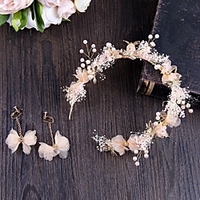 Sweet Style Bridal Tulle / Net Headpiece with Pearls / Flower 1 set Wedding / Party / Evening Headpiece